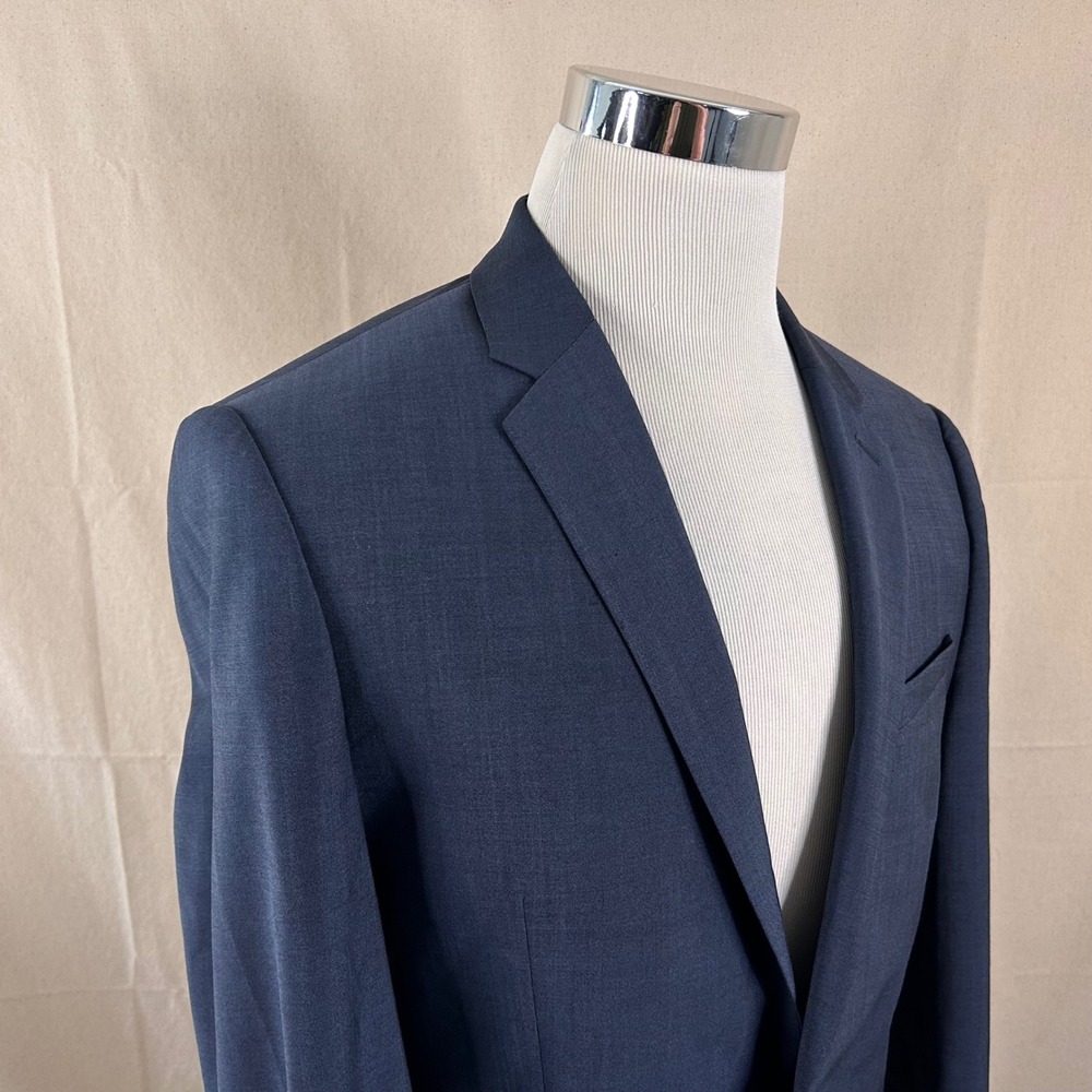 Express 40R Innovator Extra Slim Sport Coat Wool Blend Blue Two Button Vented
